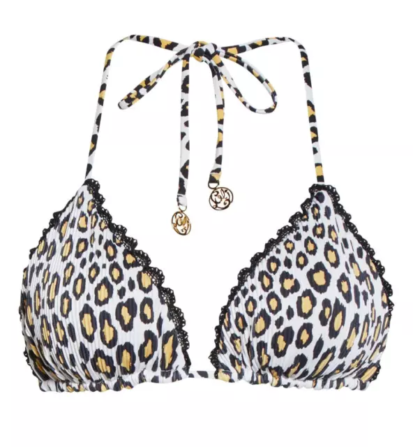 NEW LULI FAMA 'Wild Side' Reversible Triangle Leopard Bikini Top Size M Medium