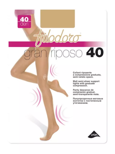 3 Paia di Collant Filodoro Gran Riposo Velato 40 den - Compressione Graduata