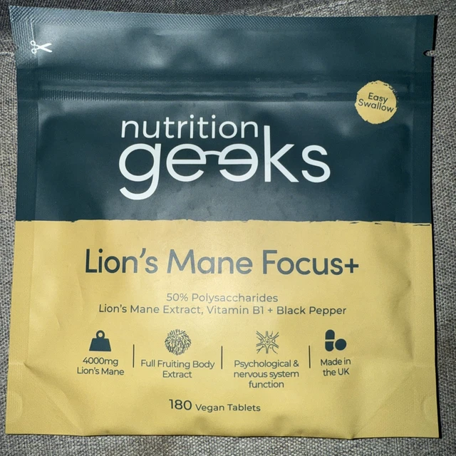 NUTRITION GEEKS LIONS Mane Focus+ 4000mg 180 Vegan Tablets £7.59 ...