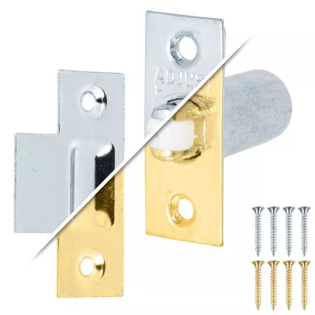 ADJUSTABLE ROLLER CATCHES Nickel/Brass Door Ball Mortice Internal Latch Caravan