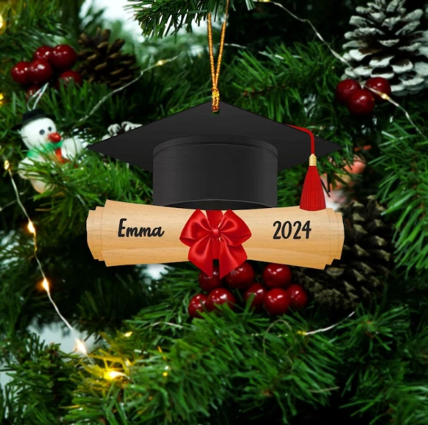 CLASS OF 2024 Wood Ornament, Custom Graduation Ornament, High School