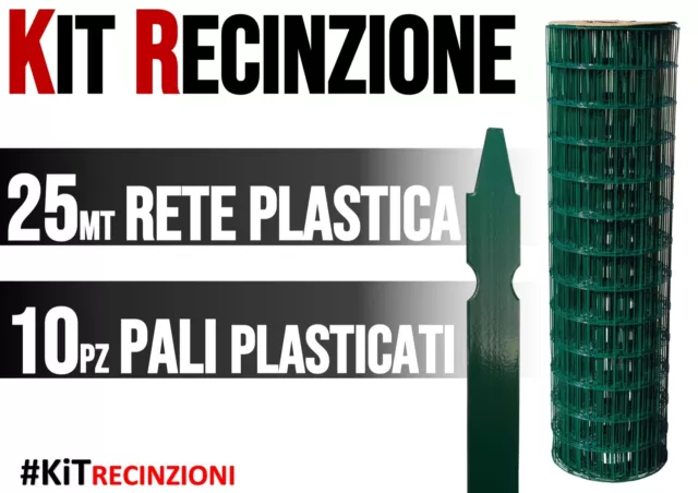 Kit Rete Elettrosaldata Plastificata Con Pali Verdi Per Recinzione Completa