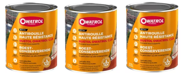 3 X 0.75 L Peinture Sous Couche Primaire Antirouille Haute Resistance Rustol Cip