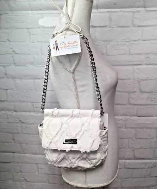 Carlos Santana Small White Crossbody Handbag Summer Denim Purse 9 x 8 in NEW