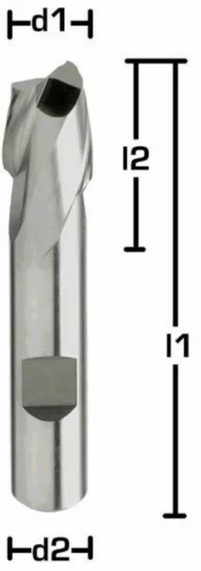 HSS-E (Co5%) Schaftfräser, Langlochfräser Z=2  Typ N,  25° HB Schaft Ø 2 - 32 mm 2