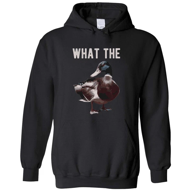 Felpa con cappuccio divertente What the Duck Joke novità gioco scherzo giuramento profanità cappuccio