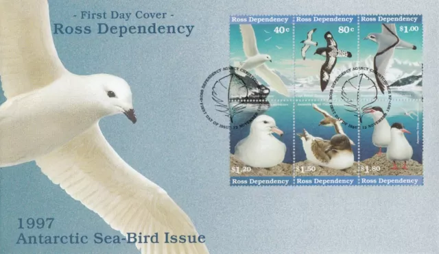 Ross Dependency 1997 Sea Birds Antarctica WWF stamp set on FDC