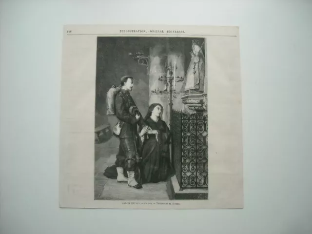 Gravure 1873.  Salon De 1873. Un Voeu. D’apres Le Tableau De M. Rixens.