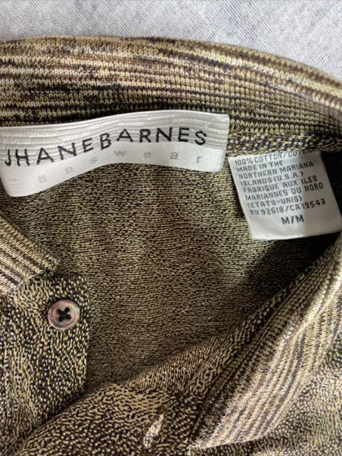 JHANE BARNES SHIRT Mens Medium Brown Polo Textured Geometric Classic ...