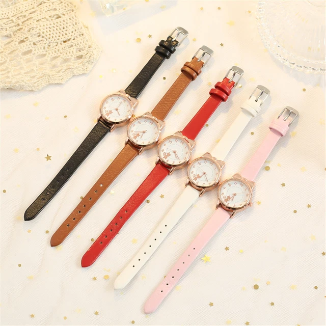 Womens Watch Stretch Band Korean Latest Design Fashion Casual Cat White Ladies