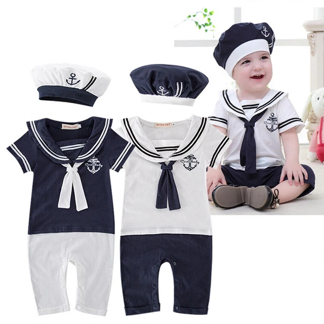 Set Cappello Romper Bambino Marinaio Tuta Grow Outfit Costume Abiti