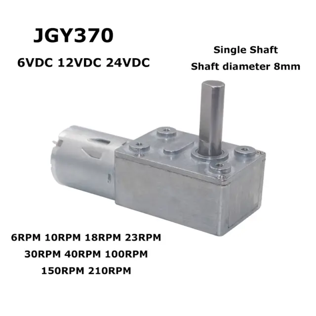 JGY370 DC6V 12 V 24 V motore turbo worm ingranaggi albero riduttore metallo φ8 mm