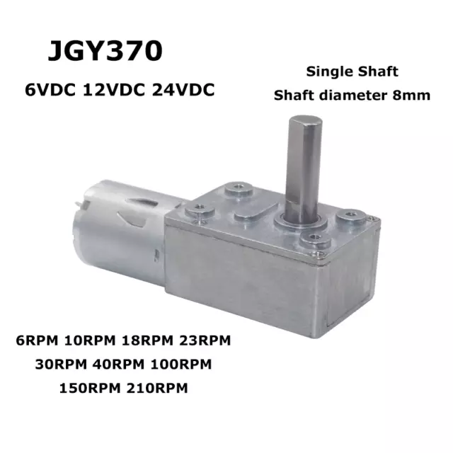 JGY370 DC6V 12V 24V Turbo Worm Gear Motor Metal Gearebox Reduction Shaft Φ8mm