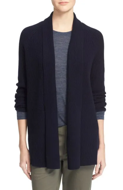 W314 Nwt Vince Wool Cashmere Directional Rib Women Cardigan Size L $395