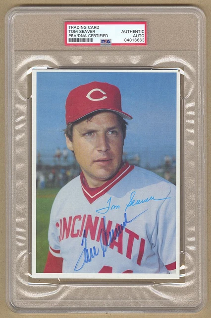 1980 Topps Super #15 Tom Seaver Signed AUTO baseball card Reds Mets HOF PSA/DNA 1980 Topps Super #15 Tom Seaver Signed AUTO baseball card Reds Mets HOF PSA/DNA