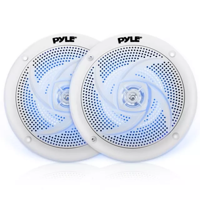 Pyle PLMRS53WL 5.25" 180W Low-Profile Marine Speakers LED Lights (Pair)