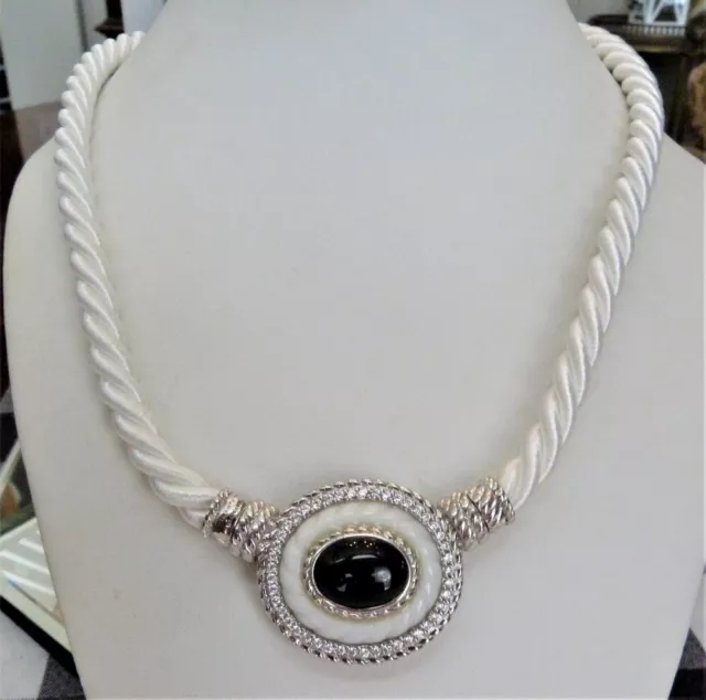 Judith Ripka Sterling Silver Changeable Pendant Stone Diamonique Cord Necklace Judith Ripka Sterling Silver Changeable Pendant Stone Diamonique Cord Necklace