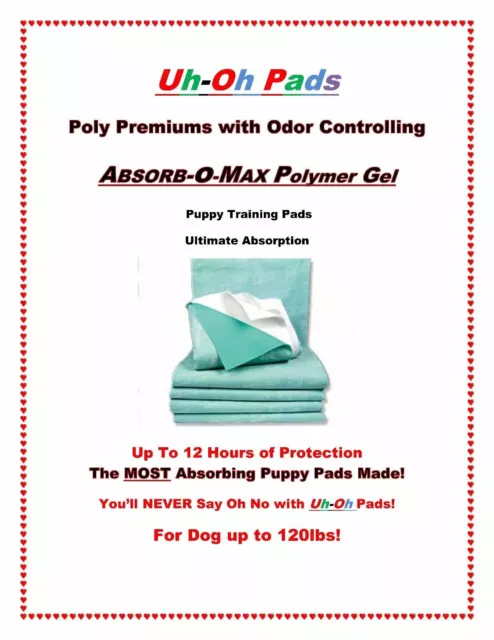 ABSORB-O-MAX Puppy Training Pads for Dogs up to 120lbs 12 Hrs of Protection