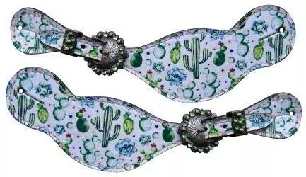 Showman Ladies Cactus Print Leather Spur Straps