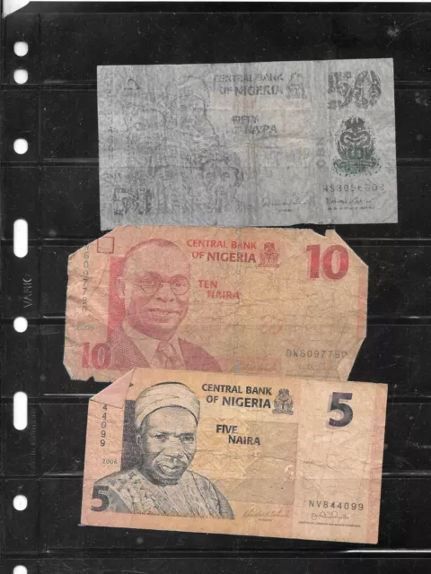Nigeria 3 Different Ag Circ Banknote Paper Money Currency Lot Collection  #2
