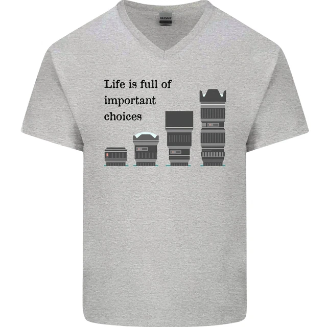 T-shirt da uomo in cotone scollo a V fotografia Important Choices