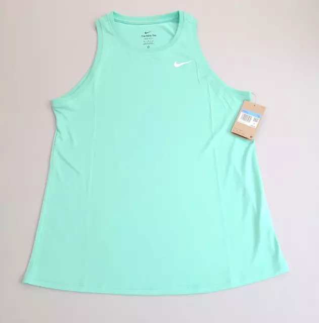 Nike Shirt Womens Medium Blue Green Tank Top Dri-Fit Athletic Training Ladies