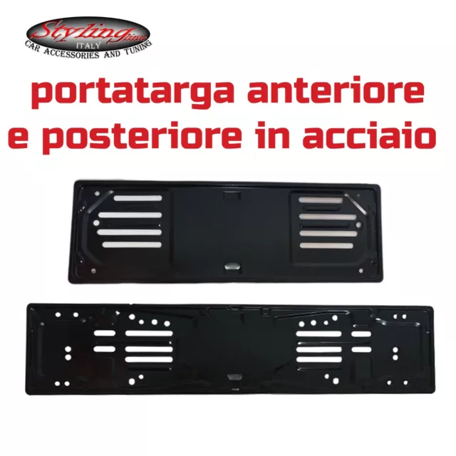 Kit Portatarga Auto Anteriore Posteriore Universale In Acciaio Nero Targhe 1999»