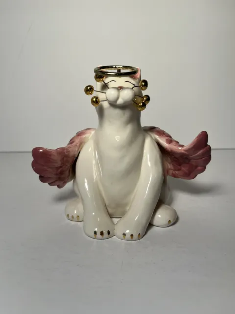 Annaco Whimsiclay Amy Lacombe Cat Angelica Angel #13005 Halo Sitting 5"