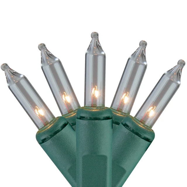 Hofert 150ct Clear Everglow 8-Function Mini Christmas Lights 37.5ft, Green Wire