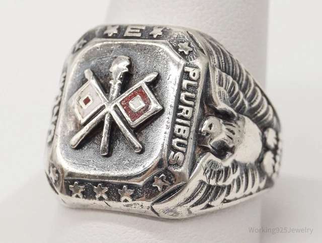 RESERVED PAUL: WWII US Army Signal Corps Enamel Sterling Silver Ring ...