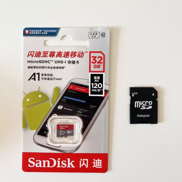 Carte mémoire SANDISK Micro SD 32GB SDHC avec Adaptateur 3