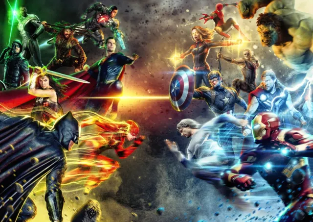Marvel Vs Dc Superheroes Comics Large Wall Art Framed Canvas Picture 20x30"