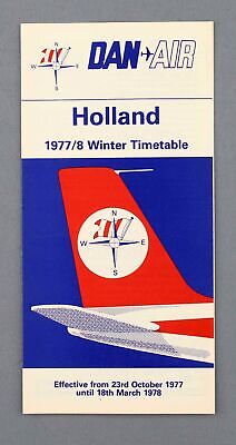 Dan Air Holland Airline Timetable Winter 1977/78 Netherlands
