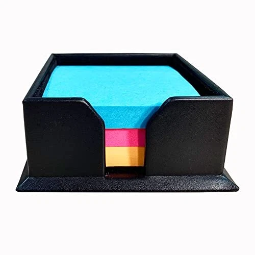 A1075 Black 3" x 3" Leather Note Holder