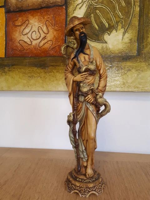 Vintage Resin Oriental Chinese Man Figurine Sculpture