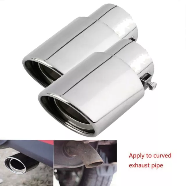2PCS 2.4" 62mm Stainless steel Car Tail Rear Muffler Oval Exhaust Tail Pipe Tip