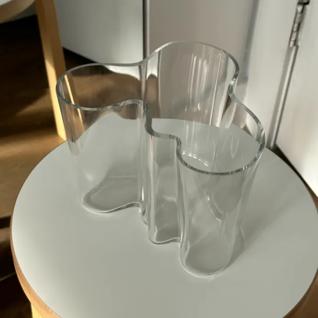 Alvar Aalto Wavy Clear Art Glass Vase LARGE SIZE Iittala Finland