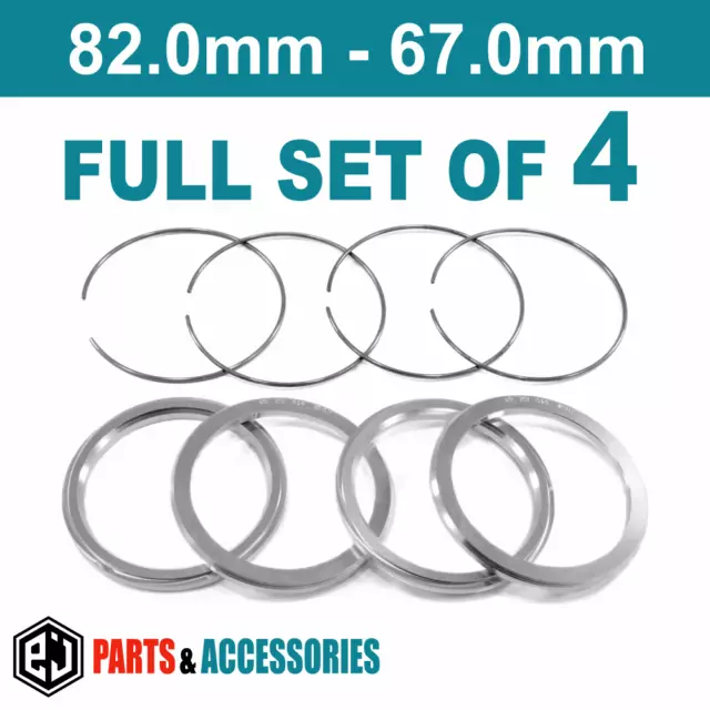 82.0-67.0 Spigot Rings Hub Rings FULL SET aluminium spacers rings for BBS wheels