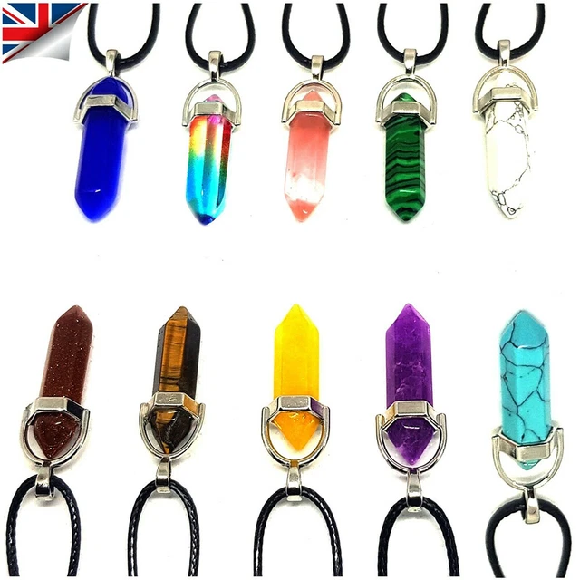 Natural Quartz Chakra Crystal Healing Point Cut Gemstone Pendant Reiki Necklace