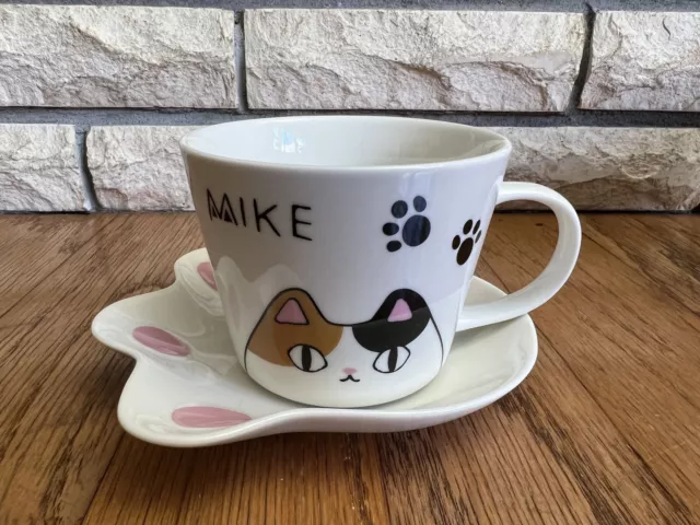 3 Cat Brothers Mike Neko Sankyodai Japan Ceramic Mug Cup Saucer Set Boxed NEW