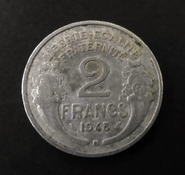 Vintage French 2 Francs 1948 B - Fourth Republic Era Coin