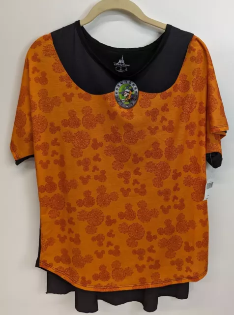 Disney Parks MINNIE MOUSE Witch Halloween T-Shirt with Cape Misses Large. NWT