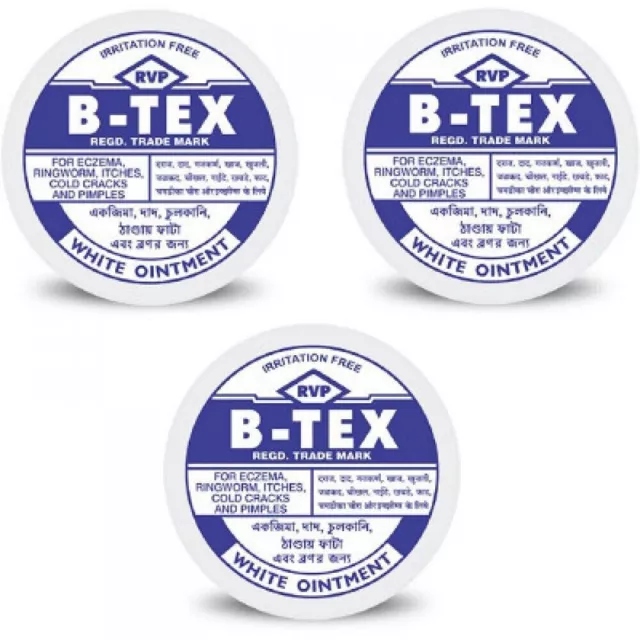 Ungüento blanco B Tex 14 g, paquete de 3 picazón, tiña, granos, eczema Btex FS