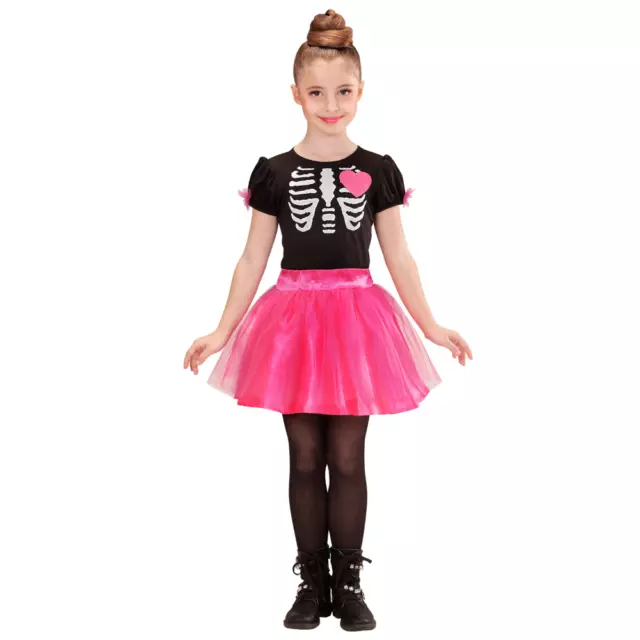 Costume Vestito Travestimento Carnevale Halloween Bambina Scheletro Ballerina