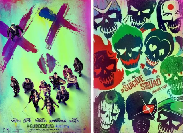 SUICIDE SQUAD ORIGINAL MOVIE POSTER EACH DS 27x40 in 2-sided SET OF TWO VERSIONS