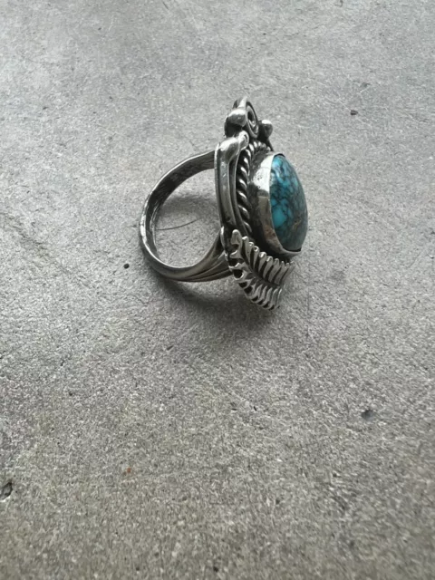 NATIVE AMERICAN STERLING Silver 925 Turquoise Ring Size 9.5 14 Grams ...