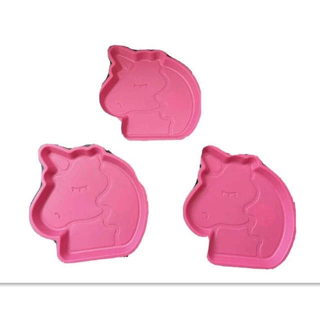Unicorn Plates 3pk Your Zone Plastic Shaped Kids Pink Color Microwave Safe New