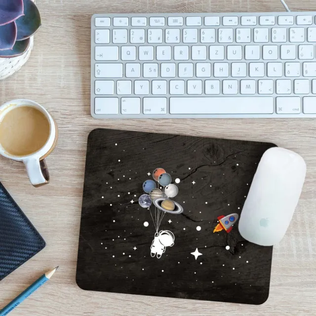 Tappetino tappetino per mouse palloncino pianeta spaziale astronauta regalo 24 cm x 19 cm