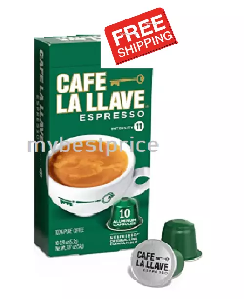 10 capsules Cafe La Llave Nespresso Coffee Capsules, Intensity 11