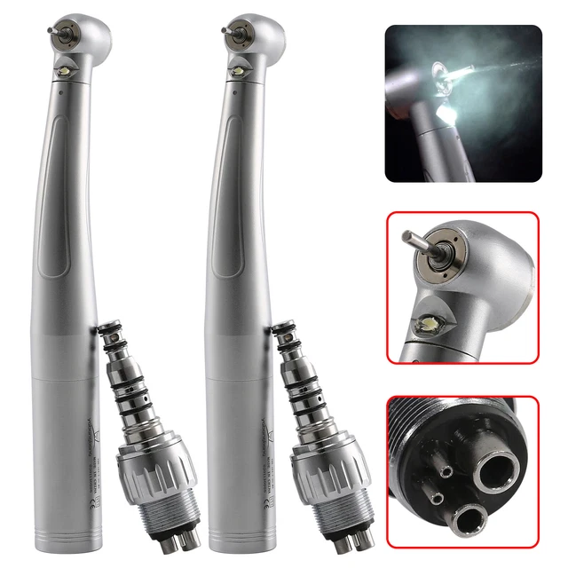 2pcs Dental LED E-generator High Speed Handpiece 3 Spray + 4H Quick Coupler c'u